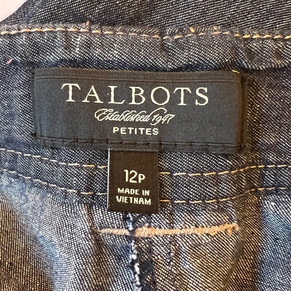 Talbots Straight Leg Lightweight Linen Blend Cropped High Rise Coastal Jeans 12P - Picture 7 of 12